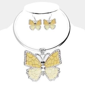 Silver Butterfly Choker Set